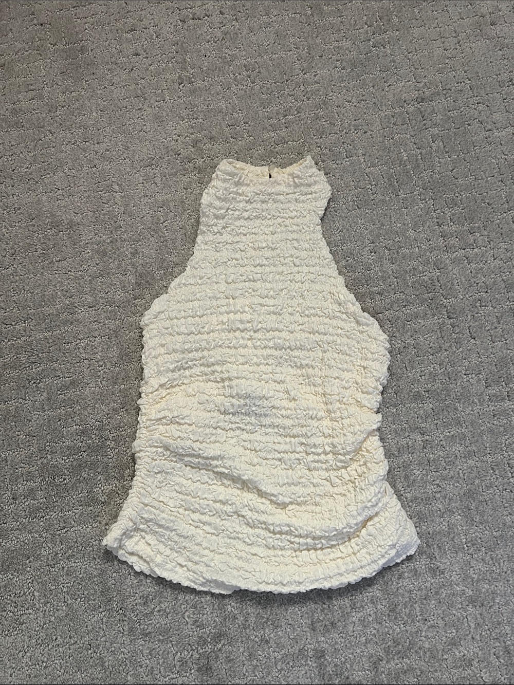 Zara Smocked High-Neck Cream Women’s Halter Top